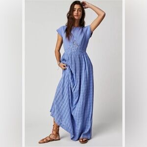 Free People NWT Serenity Maxi Dress Lavender Blue Back Cutout. Size M.
